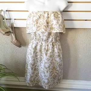 Glam strapless dress linen/rayon blend sz M